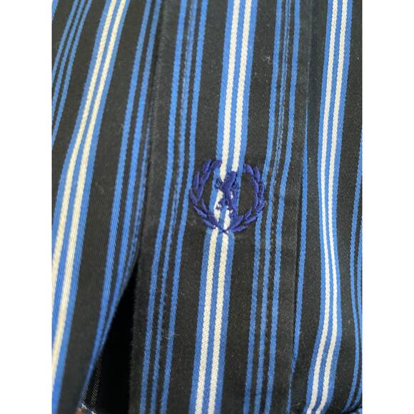 Bugatchi Uomo Mens Medium Long Sleeve Button Up All Cotton Blue White Stripe - Picture 6 of 12